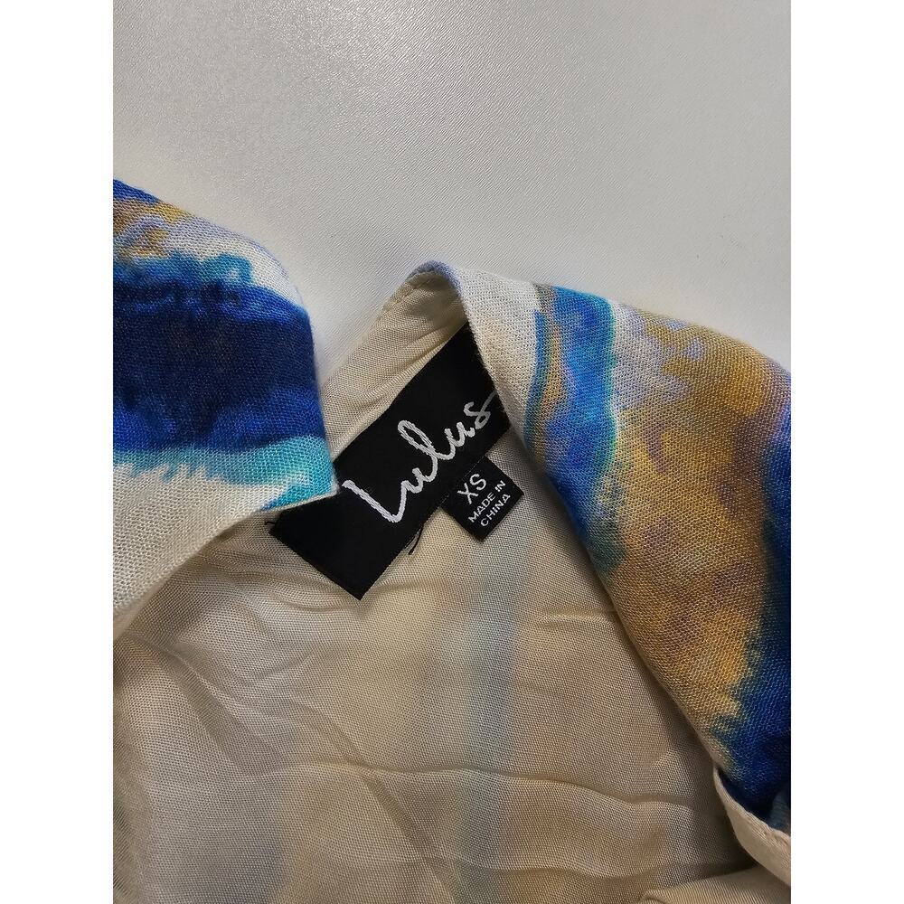 Lulus boho tie die high slit lined tiedye sundress EUC XS Ombre blue white - Picture 7 of 10